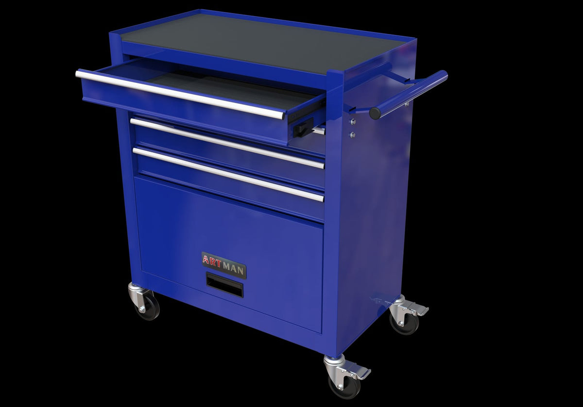 4-Drawer Rolling Tool Box - Blue Steel, 24.4"