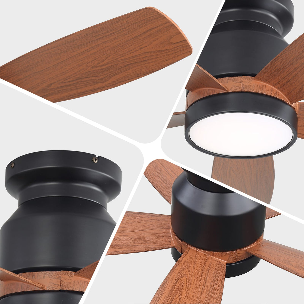 42 Inch Black Ceiling Fan with LED Light