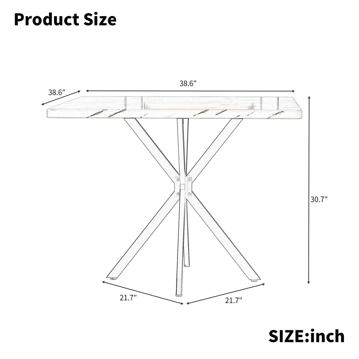 Square Dining Table - Black MDF Iron, 4-6 Person for Dining Room