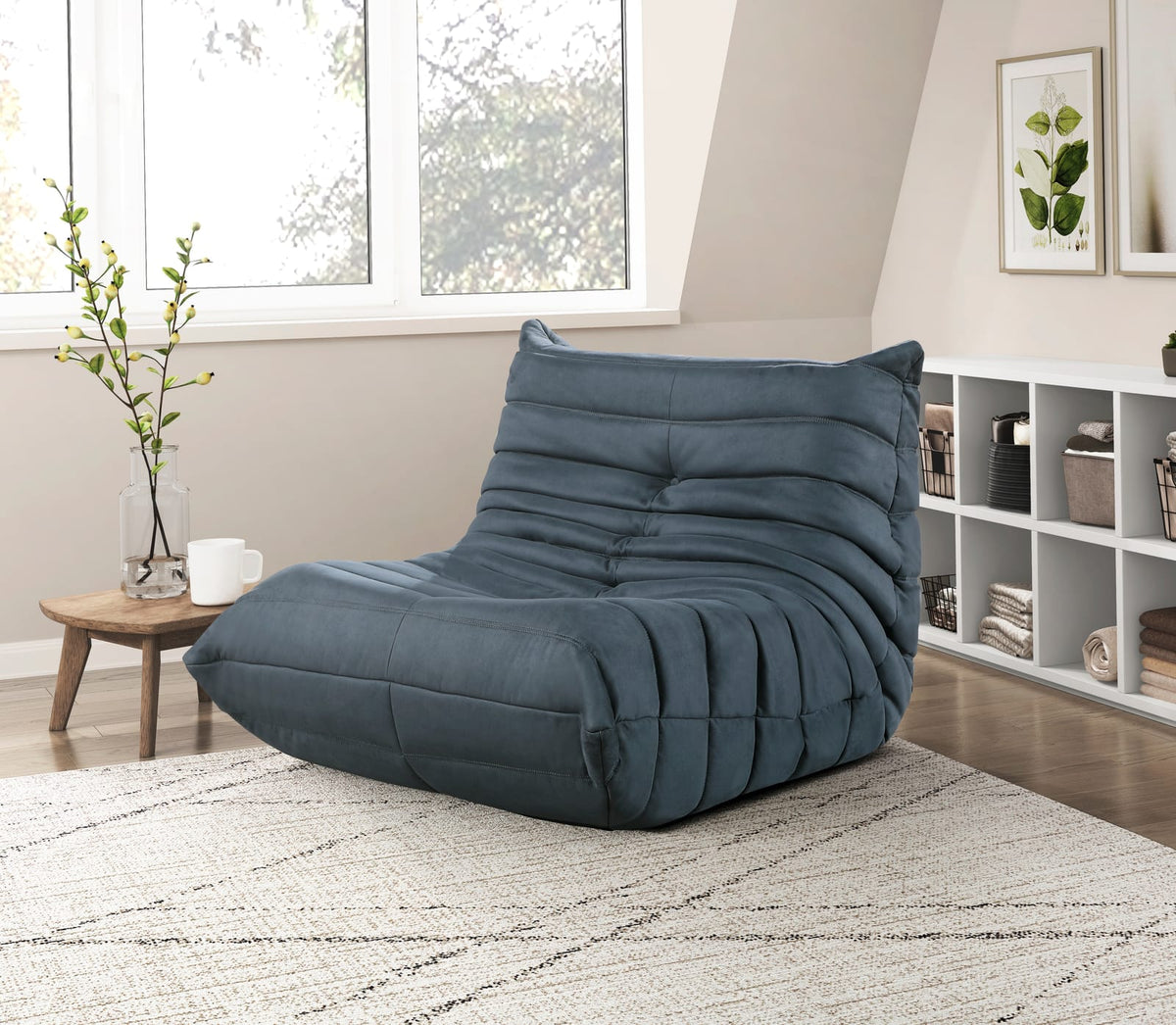 Luxury Accent Chair Button-Tufted Charcoal Microfiber Comfy Living Room Furniture