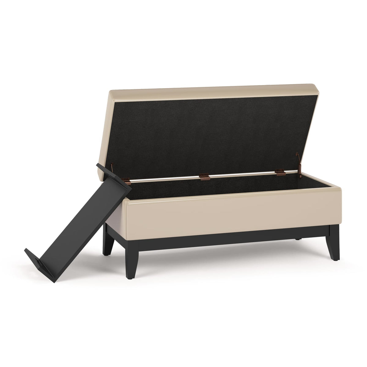 Oregon 42" Wide Storage Ottoman Bench - Beige Faux Leather for Living Room