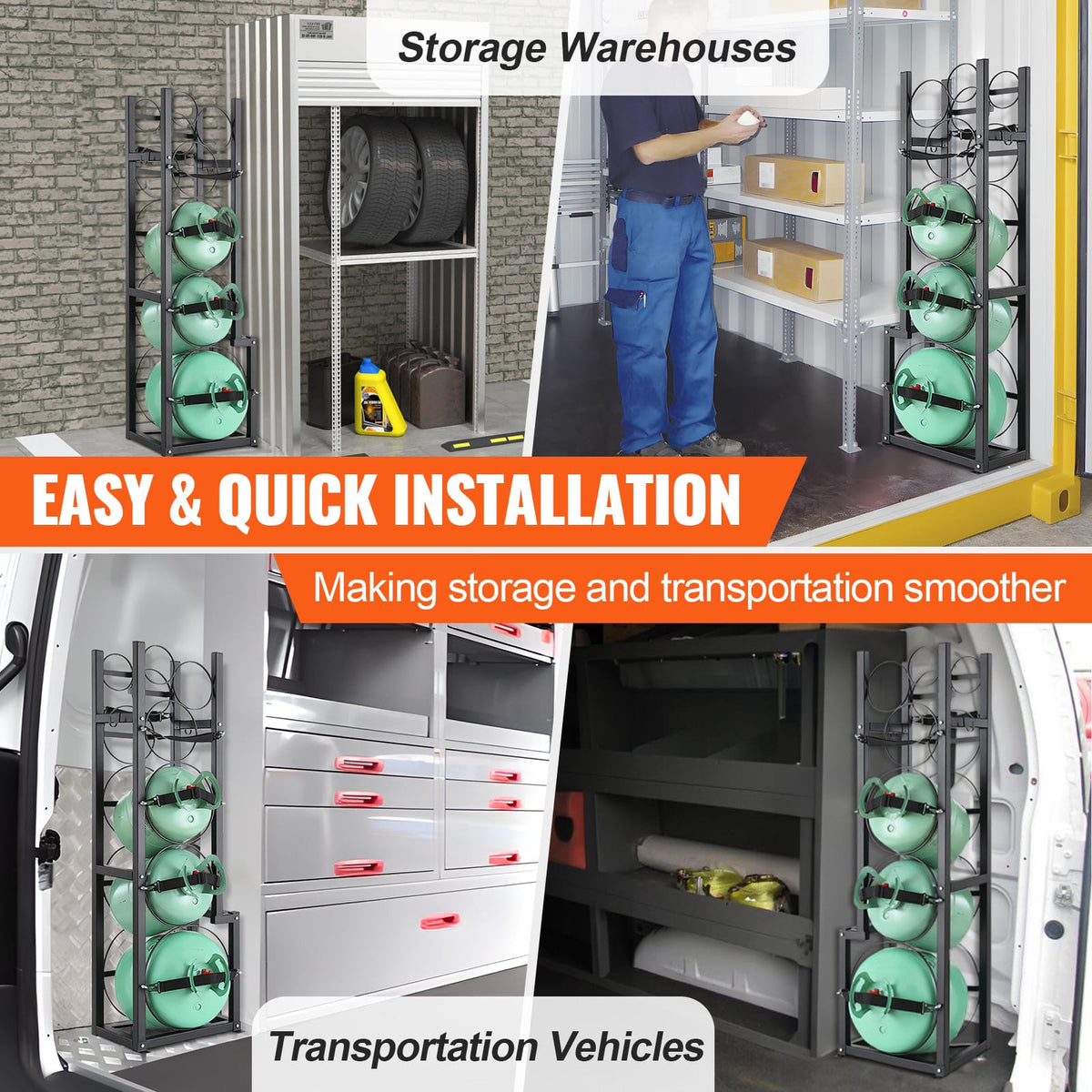 Carbon Steel Refrigerant Tank Rack - 50lb Capacity