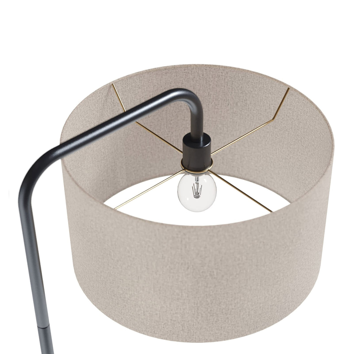 Bronze Linen Drum Floor Lamp - 63 Inch Modern Style