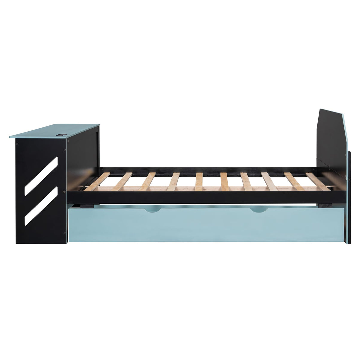Full Size Wood Daybed with Trundle & Desk - Cloud Blue for Bedroom