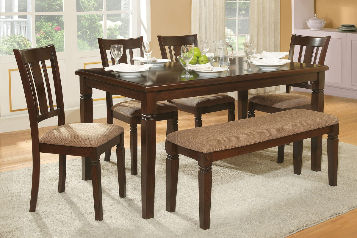 Espresso Oak Wood Dining Set with 4 Chairs for Transitional Dining Room