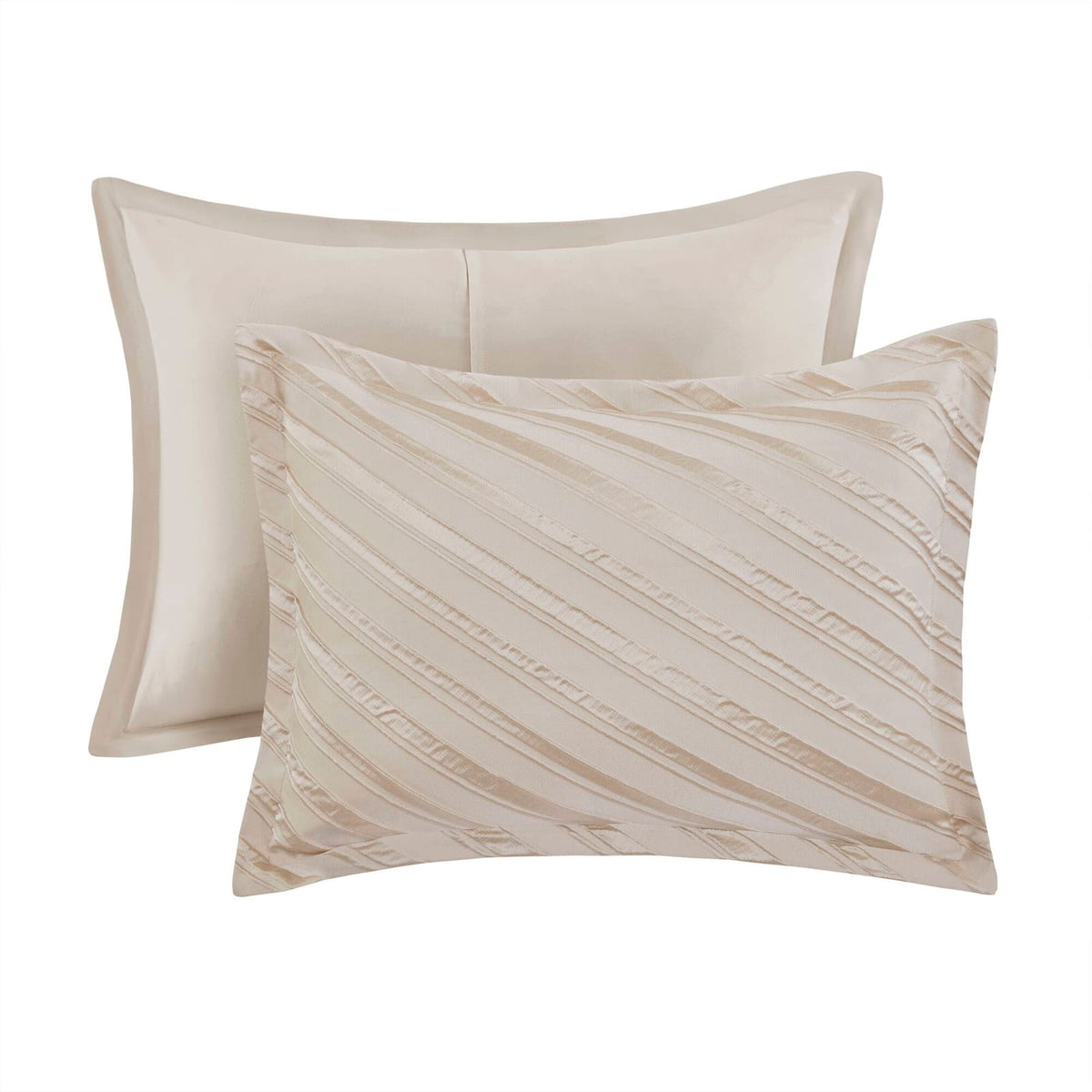 7 Piece Queen Beige Comforter Set - Luxurious Comfort