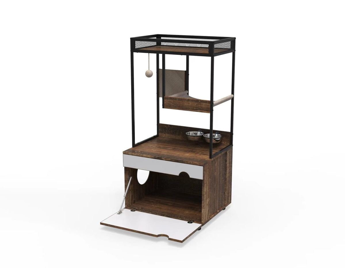 Cat Litter Box Enclosure - White Vintage Style