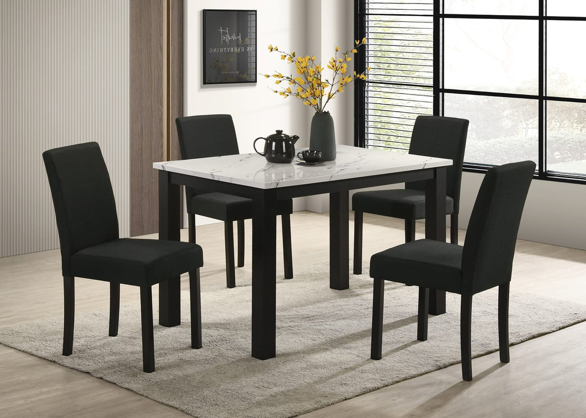 Contemporary Wood Dining Chairs Set of 4 with Charcoal Fabric Upholstery