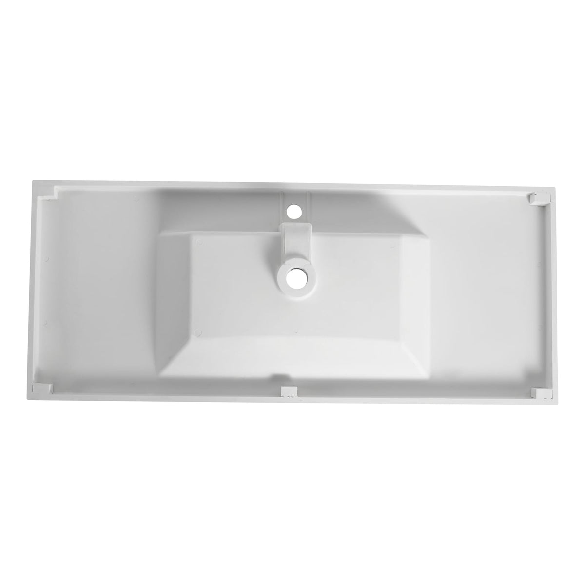 48" Gloss White Resin Bathroom Sink - Durable & Modern
