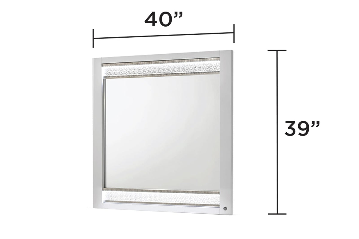Modern White Wood Vanity Mirror with LED Lighting