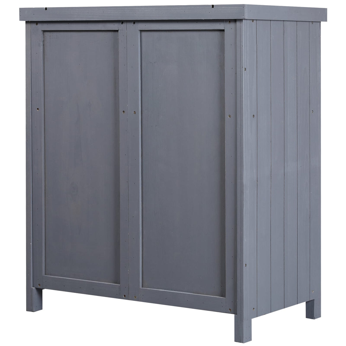 Grey Steel Wood Deck Box Outdoor Storage Cabinet