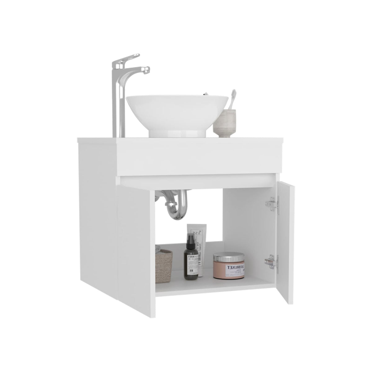 Modern White Bathroom Vanity with Sink & Storage