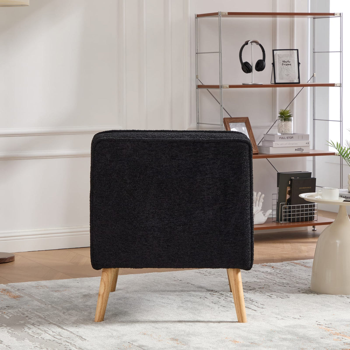 Modern Armless Accent Chair - Black Chenille, 24.4" Wide