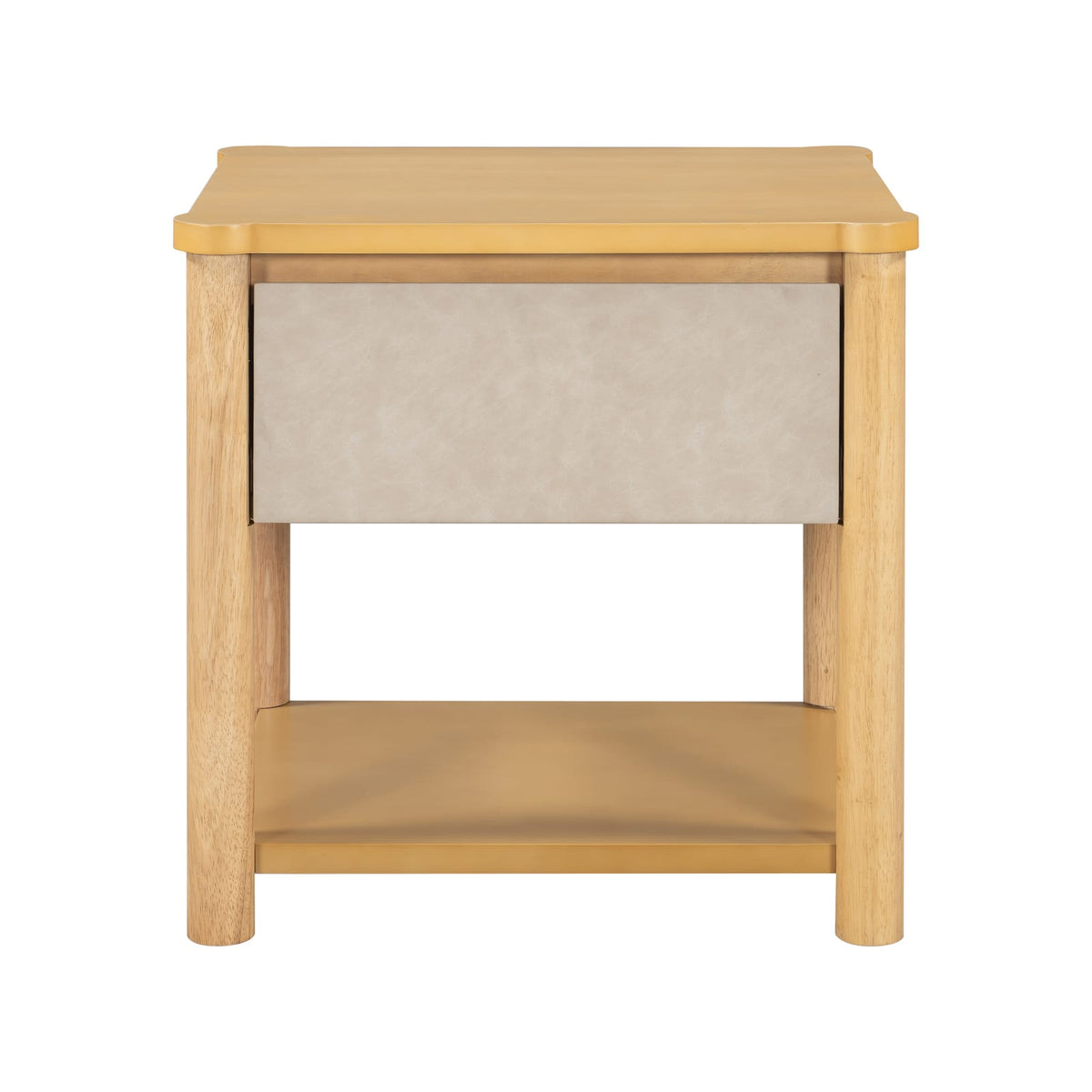 Natural Beige Nightstand Set - 2 Chairs Nightstand with Drawer for Bedroom