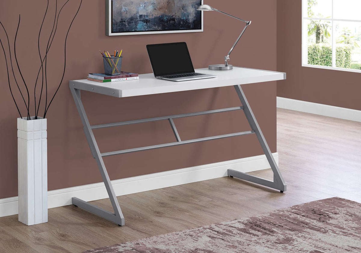 White Z-Shaped Computer Desk - Home Office Storage