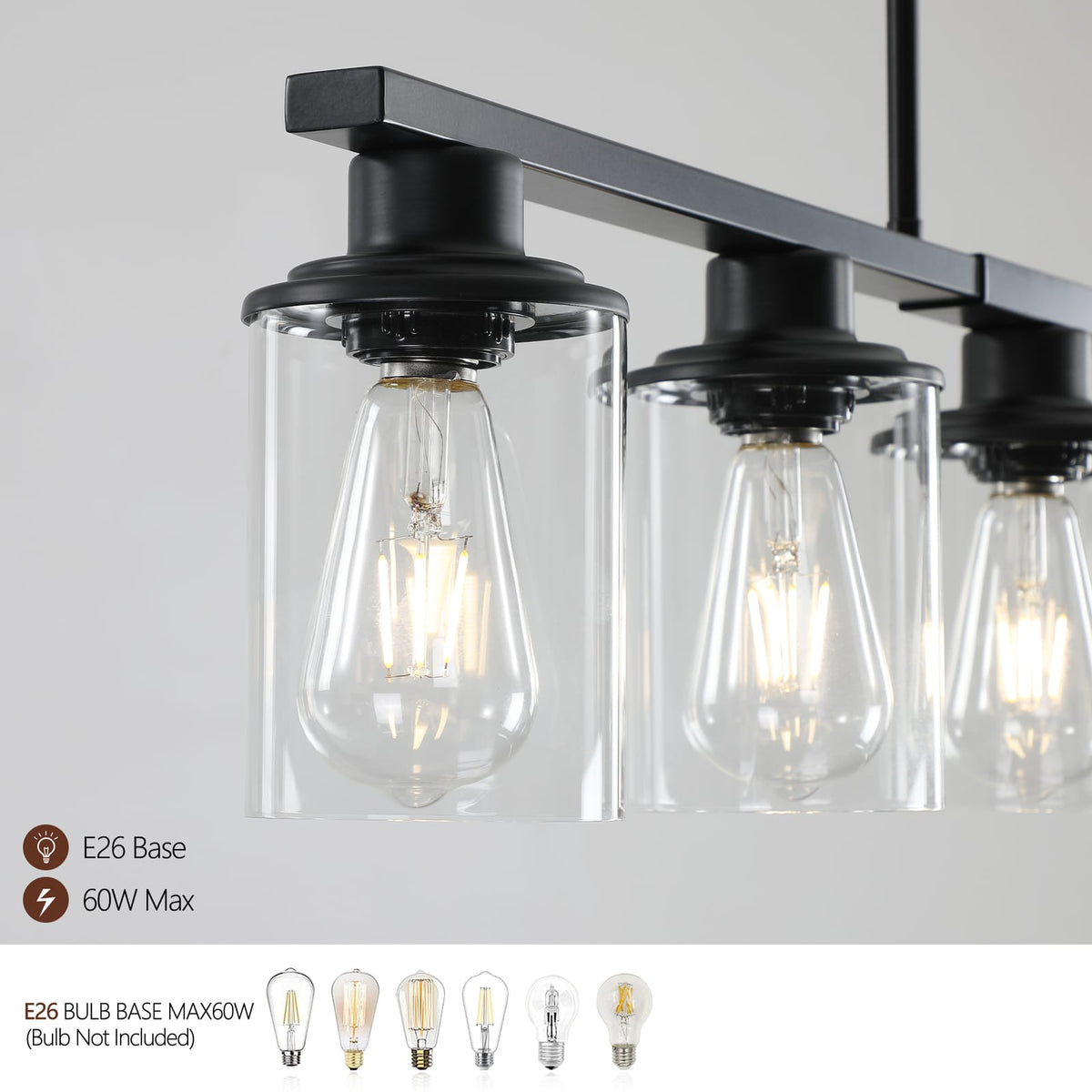 37" Modern Industrial Chandelier - Black Metal, 5 Lights