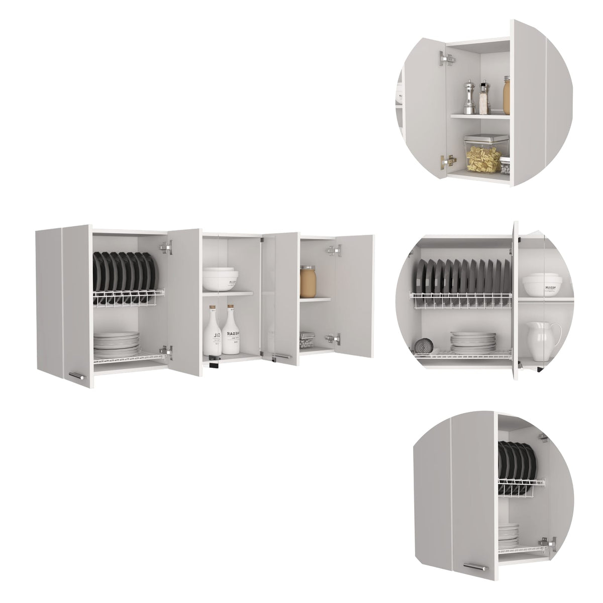 White Wall Cabinet with Shelves - 12.4 x 59.1"