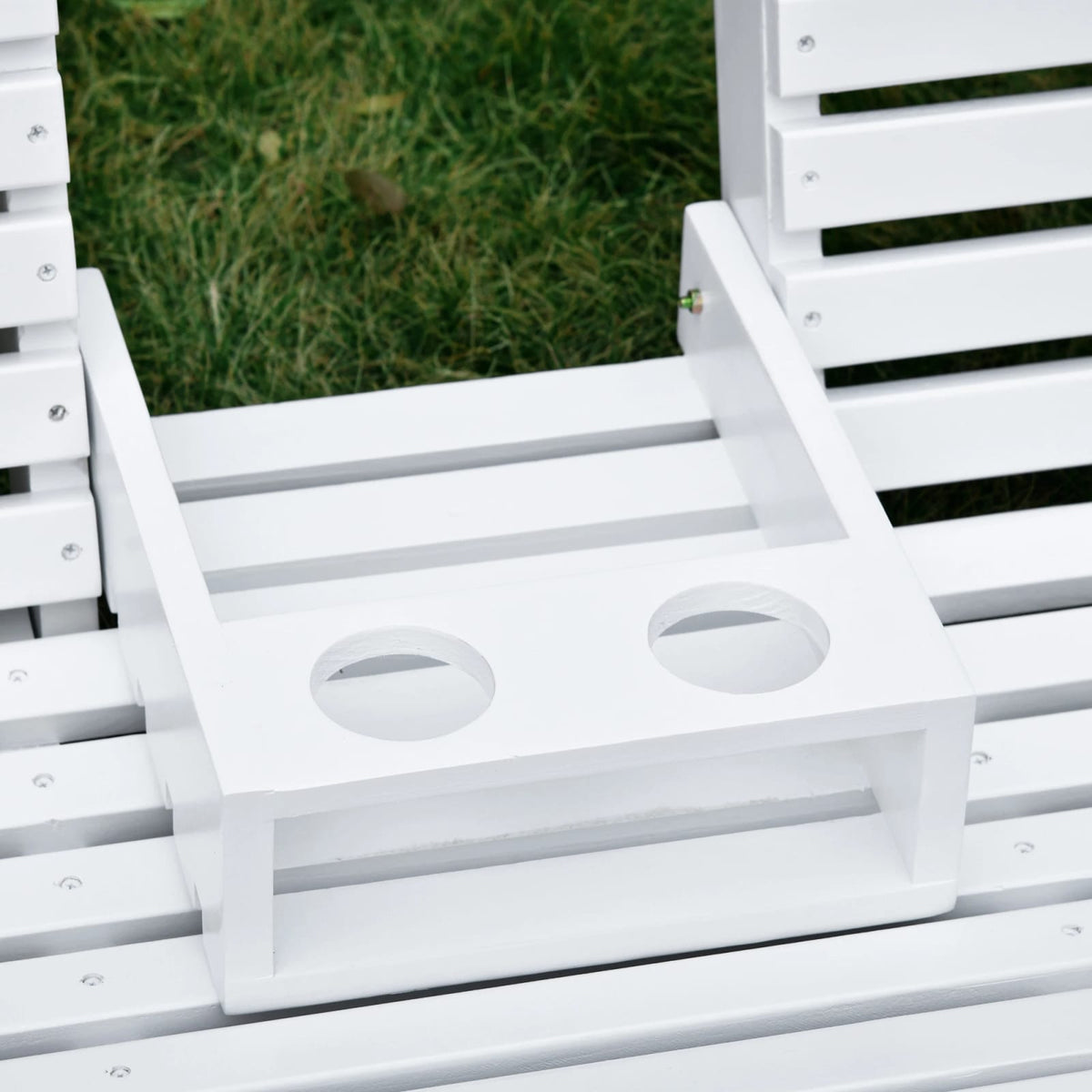White Wood Steel Patio Swing Bench for Garden Outdoor Relaxation