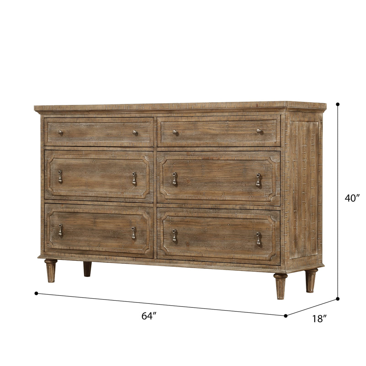 6-Drawer Brown Wood Dresser - Rustic Storage