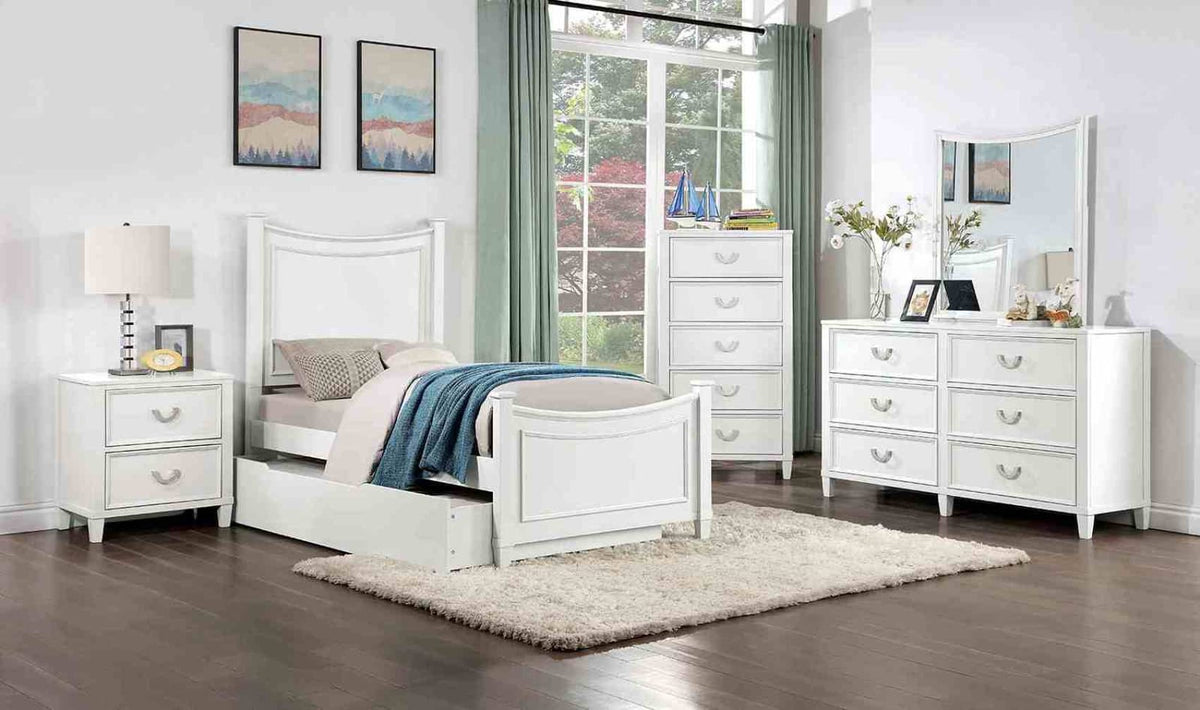 Small White Bedside Cabinet with 2 Drawers
