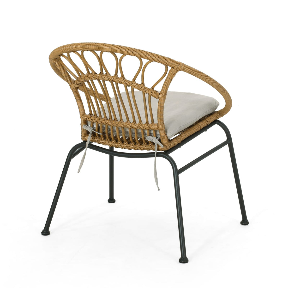 Light Brown PE Rattan Garden Patio Furniture Set for Poolside Dining