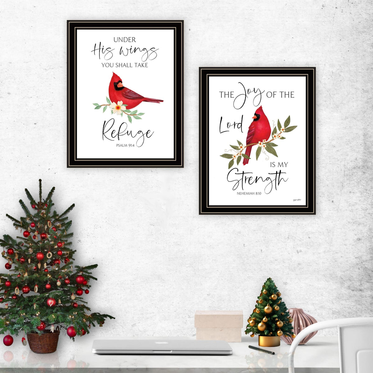 Trendy Wall Art - Red Cardinals Framed Print for Living Room & Bedroom