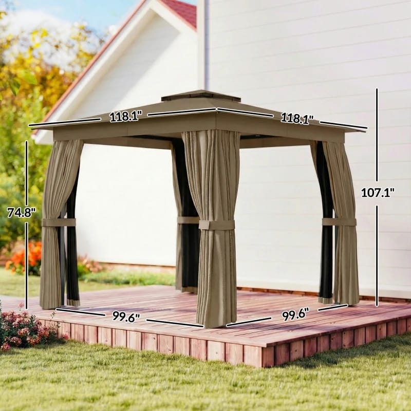 Dark Gray Outdoor Gazebo - 118" Steel Frame Canopy