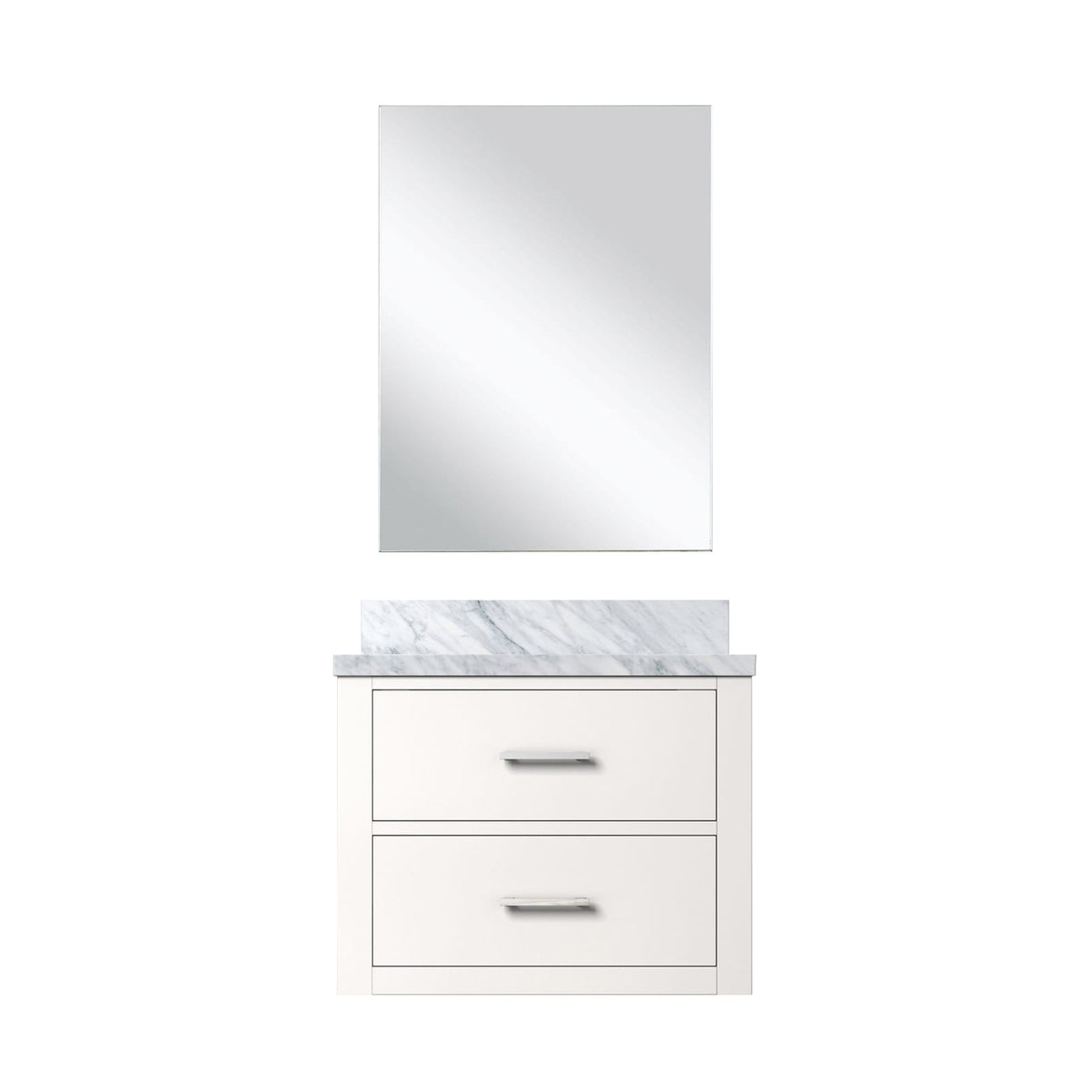 White Bathroom Vanity with Mirror - 24" W Storage Cabinet