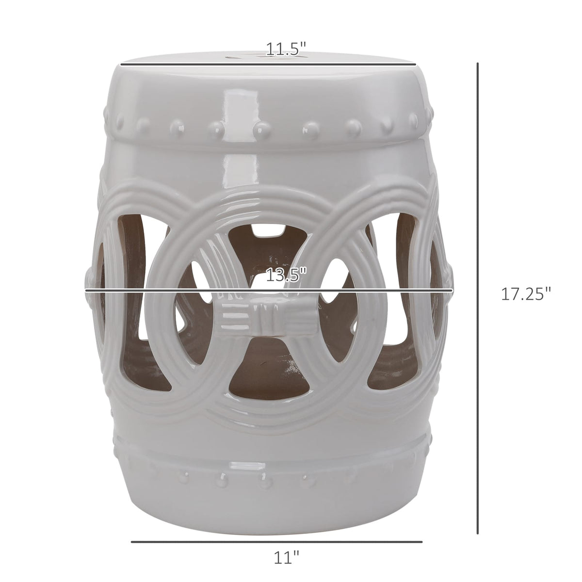 White Porcelain Garden Stool for Patio Deck or Poolside Seating
