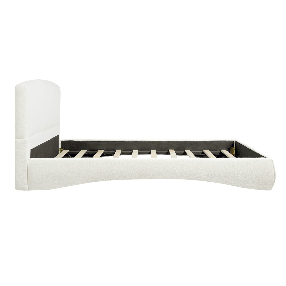 Cream King Upholstered Bed with Smart Lighting - Curved Design