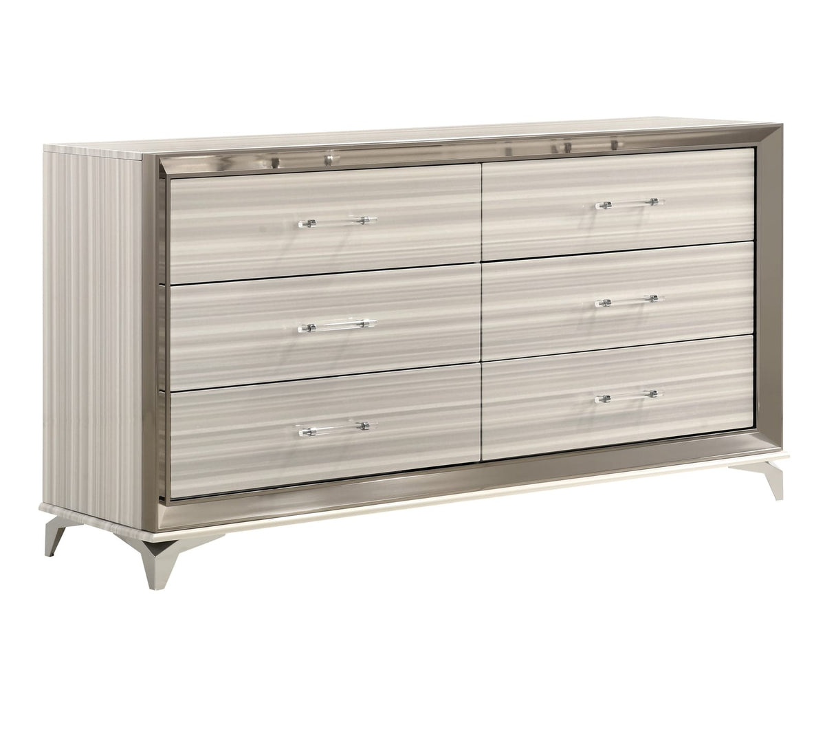 64" White Solid Wood MDF Dresser Bedroom Storage