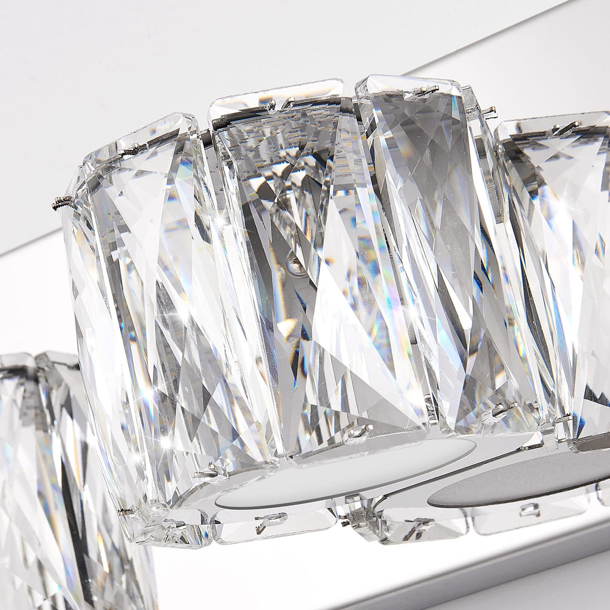 34.6" Chrome Iron Modern Crystal Wall Sconce