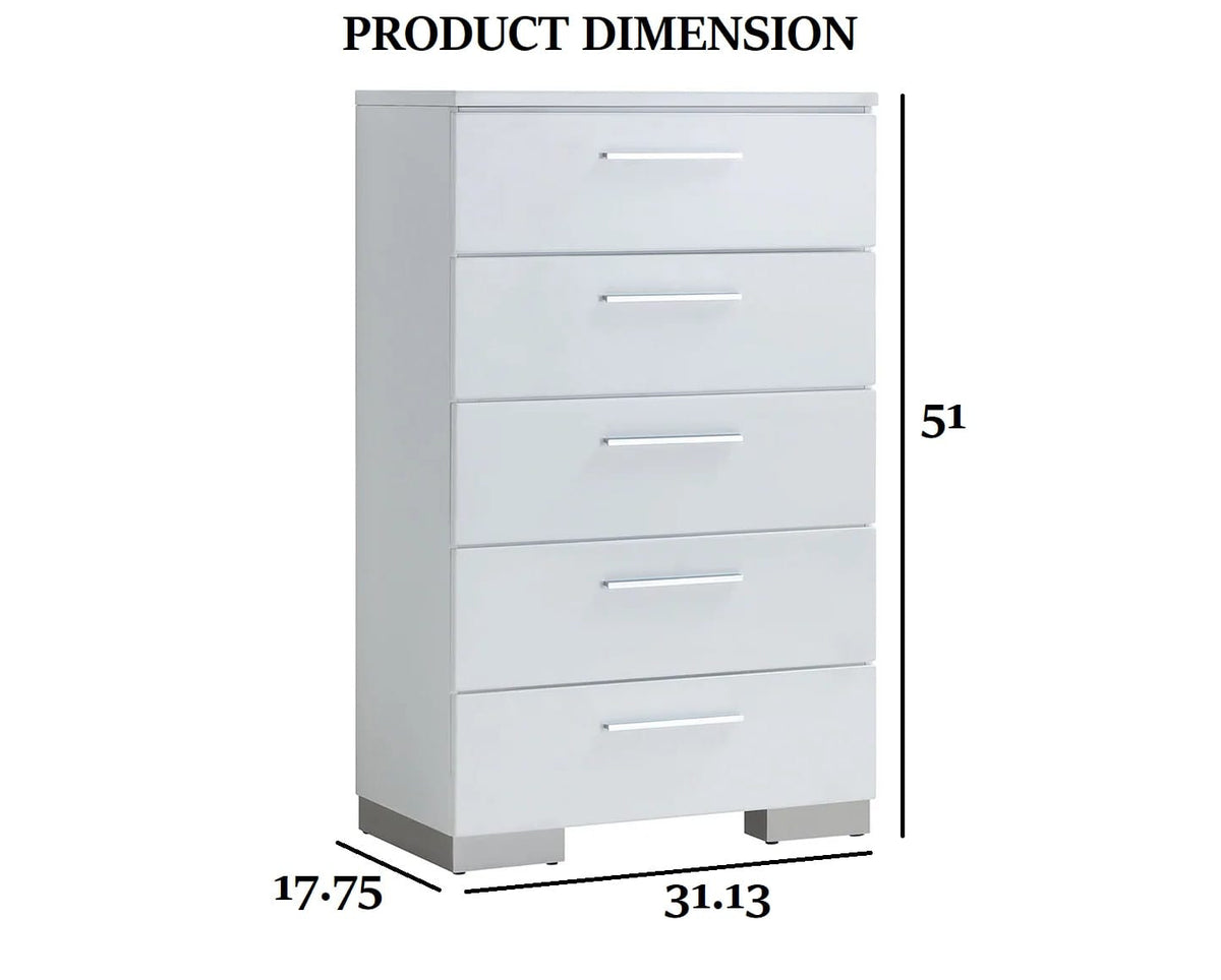 White Solid Wood Chest with Felt-Lined Drawers for Bedroom Storage