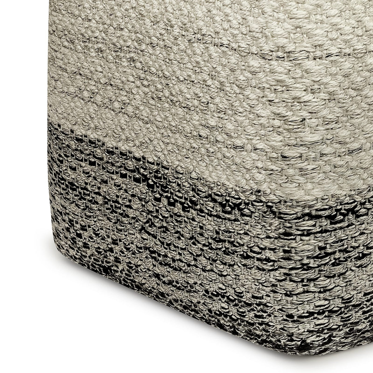 Grey & White Fabric Square Pouf - 18" D x 18" W for Living Room