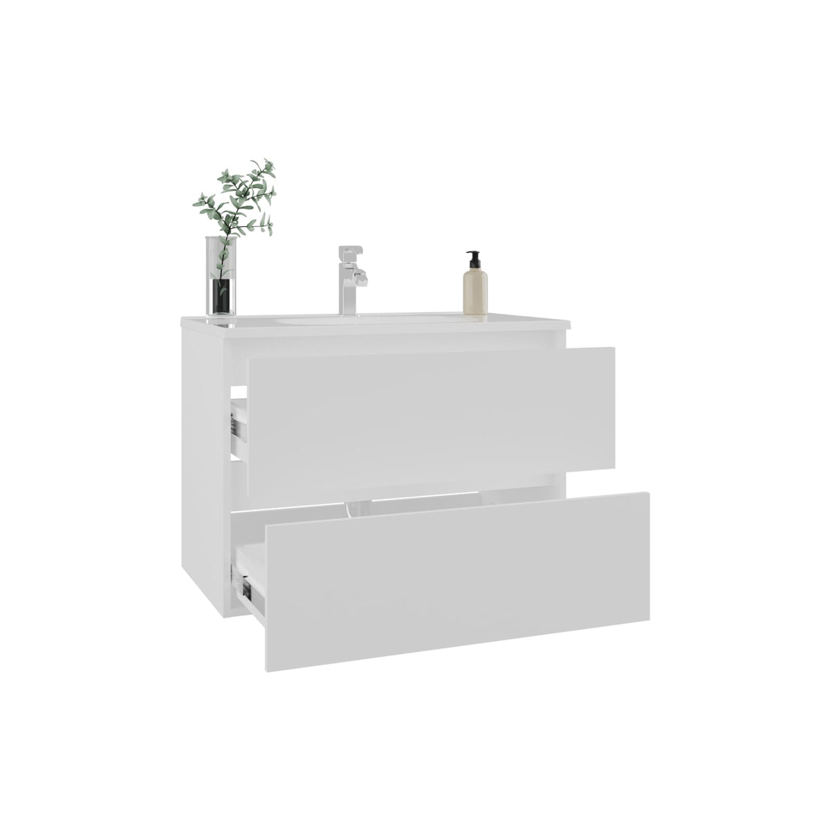 White Bathroom Cabinet with Shelves - Storage Vanity