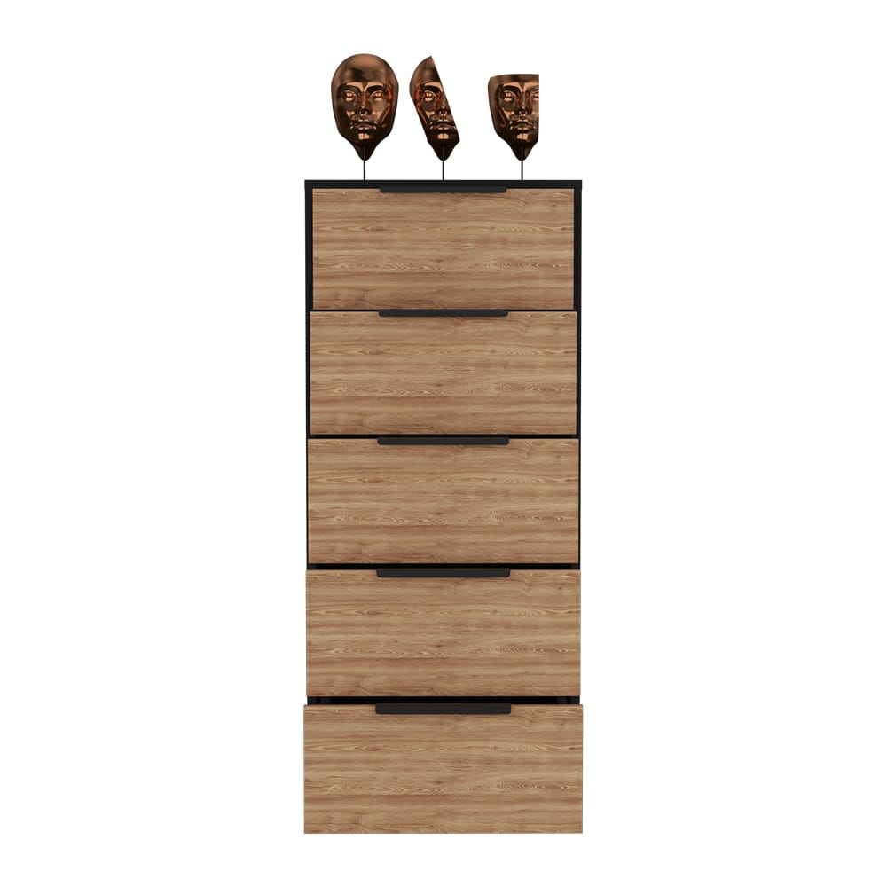 Multicolor Particle Board 5 Drawer Dresser - 42.4'' High
