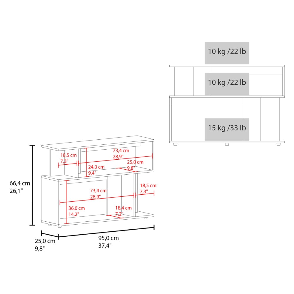 Beige Engineered Wood Side Table - 81 x 21.7 x 32.2 Inches