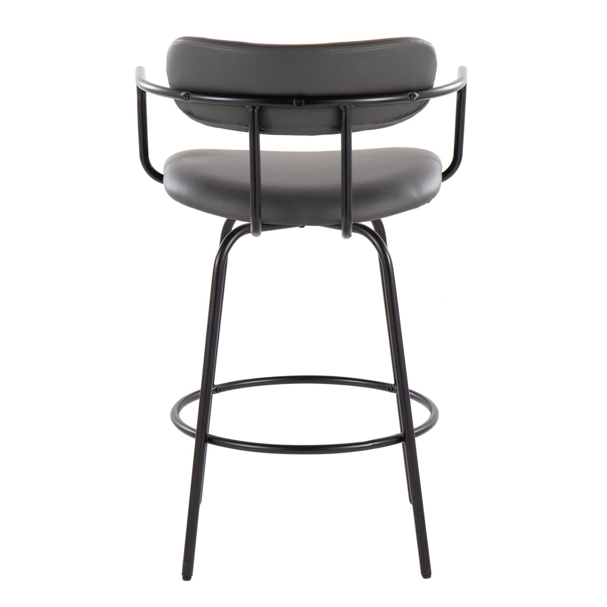 Grey Faux Leather Counter Stools - 2 Piece Set
