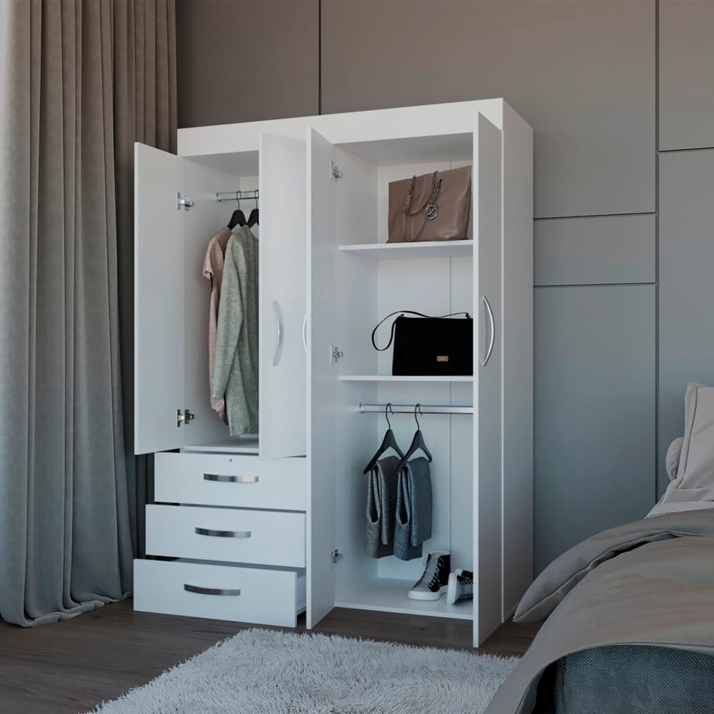 White Mobile Armoire - Bedroom Storage