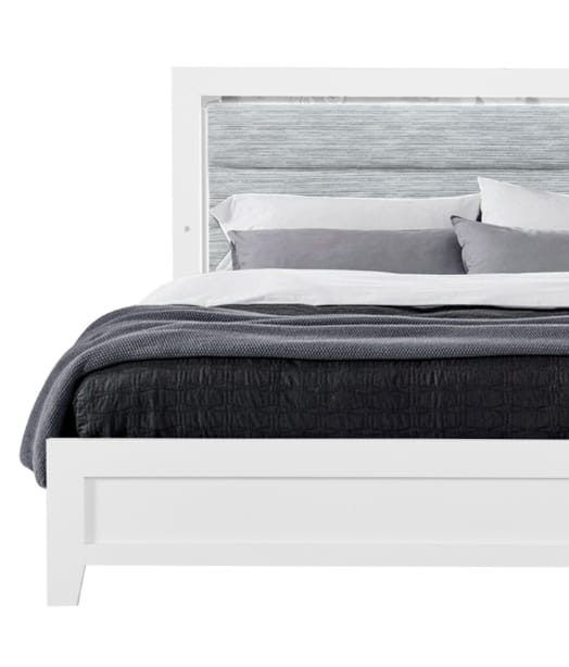 White Twin Bed Frame with LED Headboard for Bedroom