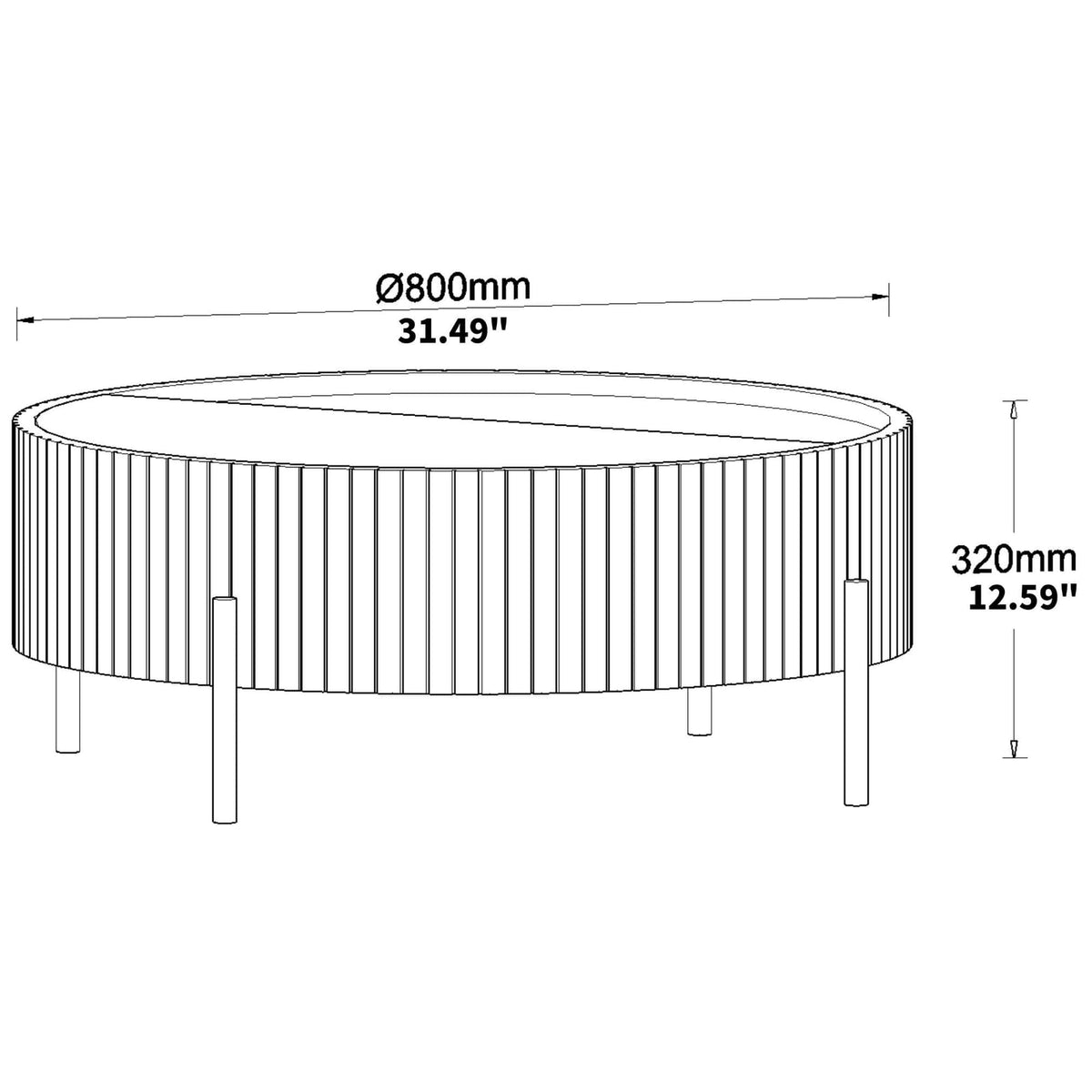 Natural MDF Round Coffee Table with Storage - Living Room Accent
