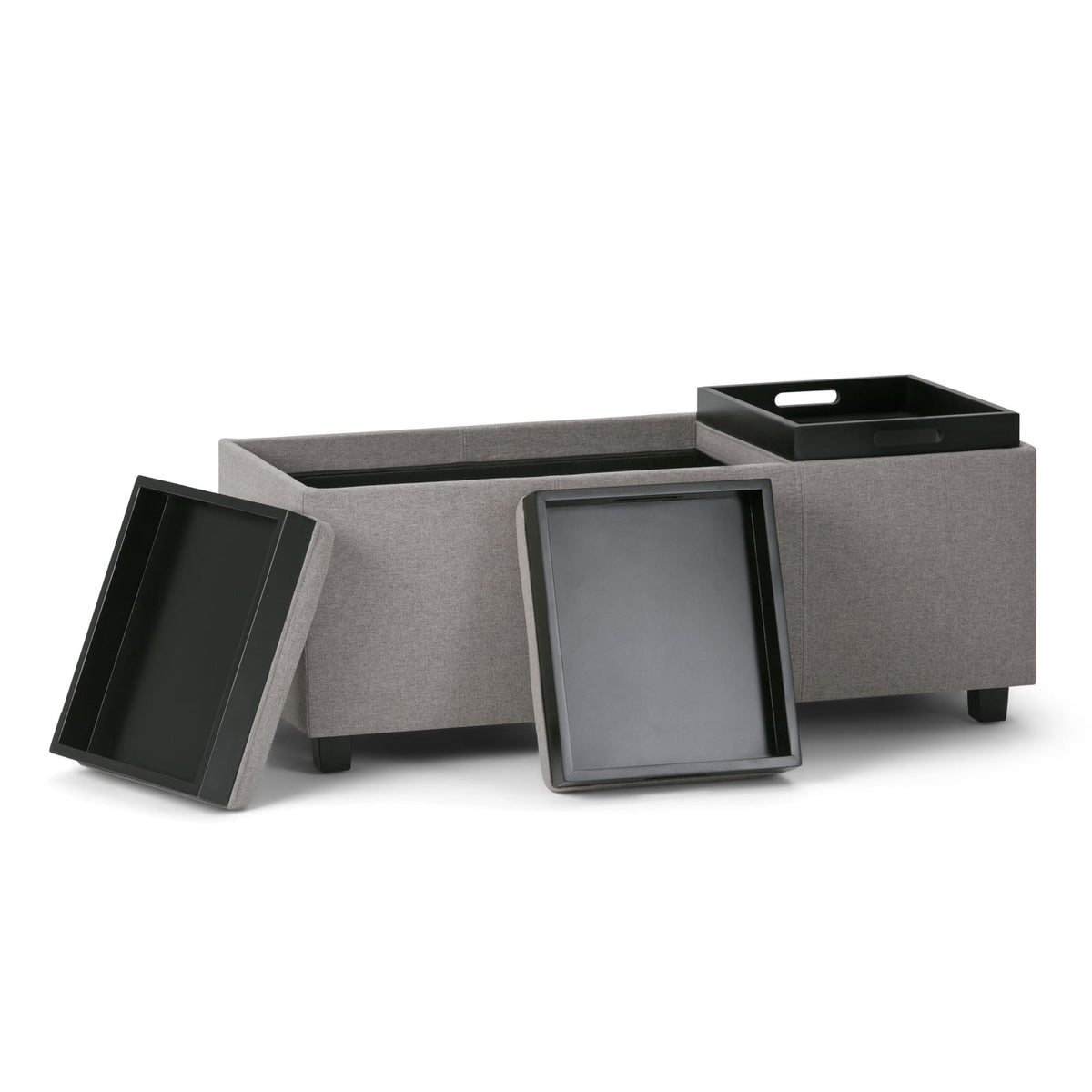Gray Storage Ottoman - 42" Wide with Hidden Compartment