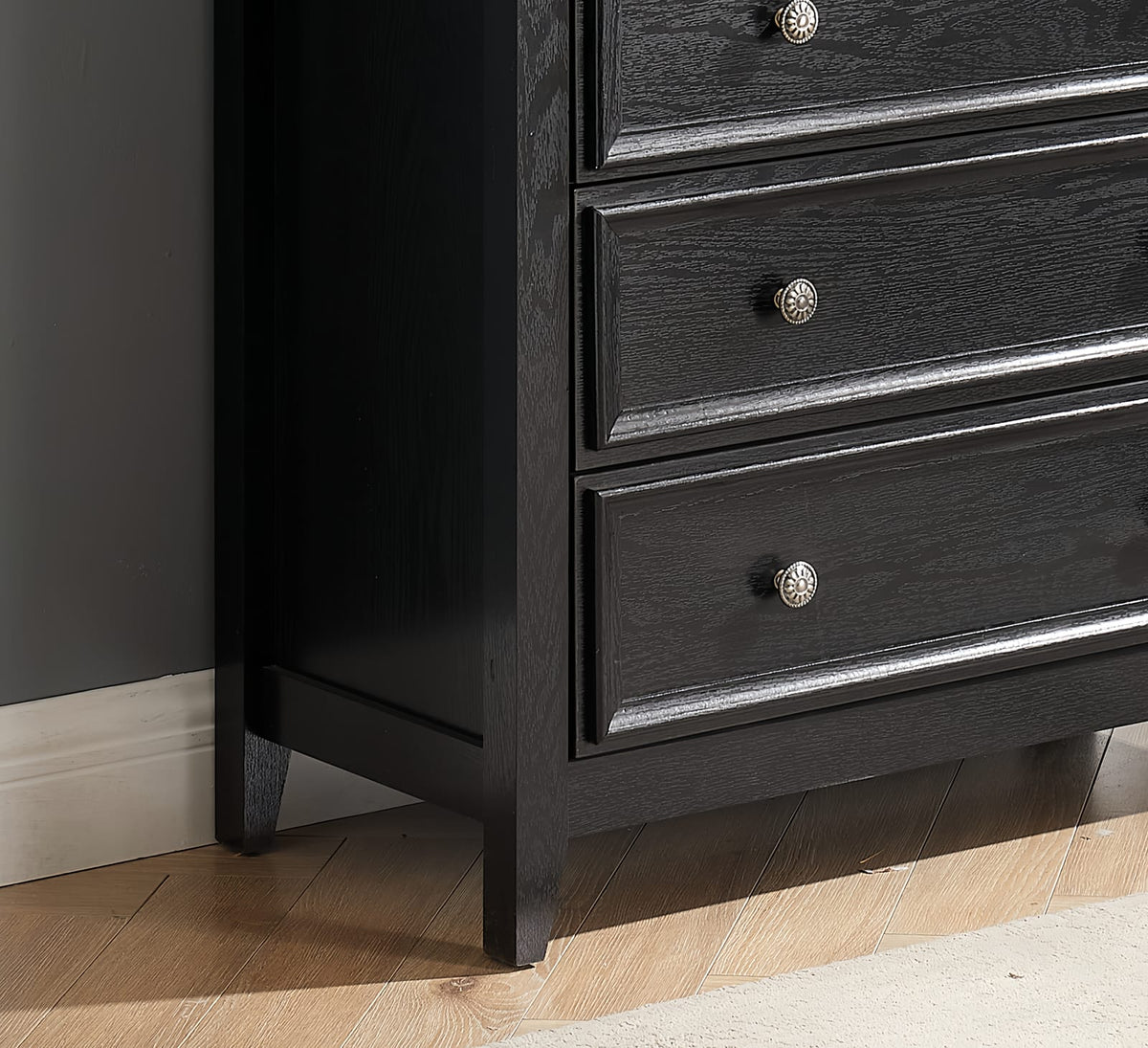 Black MDF 6 Drawer Dresser for Bedroom Storage and Organization for Living Room