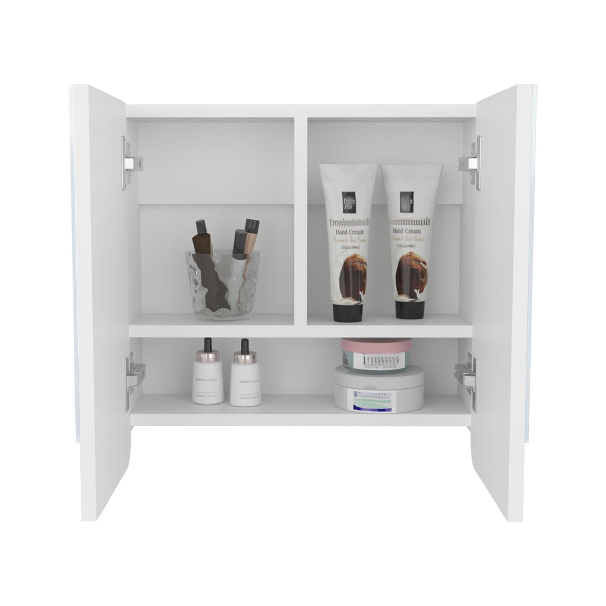 White Bathroom Medicine Cabinet with Mirror - Storage Organizer