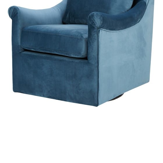 Blue Swivel Accent Chair - Solid Wood Frame, 360 Degree Rotation for Living Room