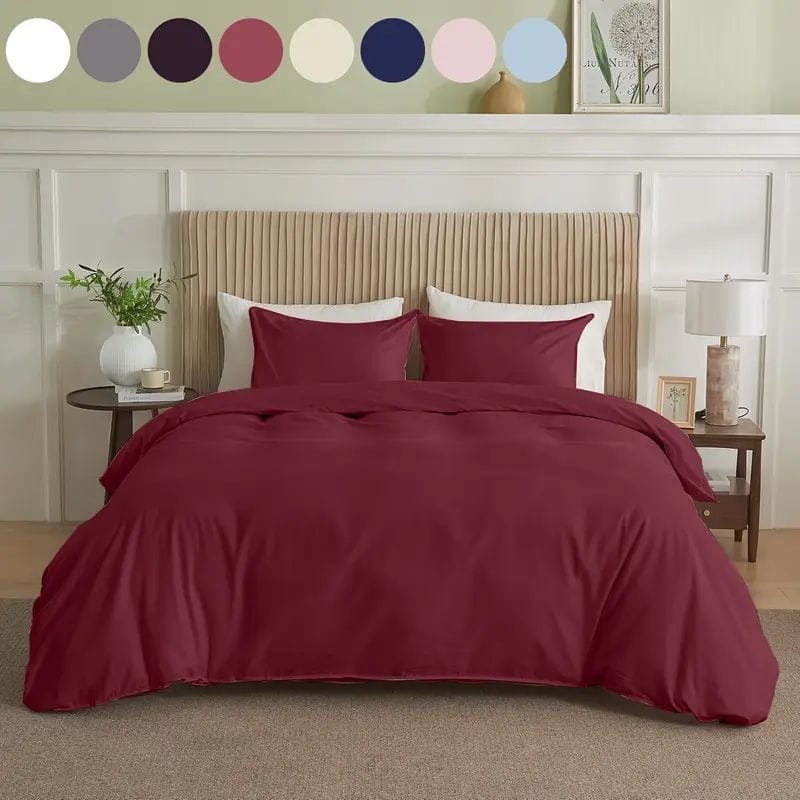 Serta Simply Clean Solid Duvet Cover Burgundy Queen