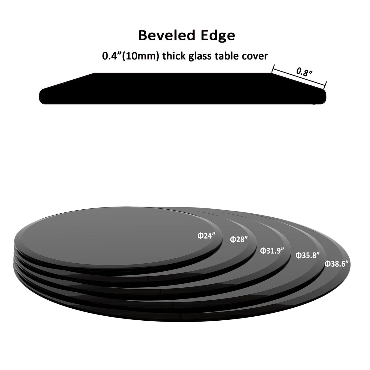 32 Inch Round Tempered Glass Table - Black