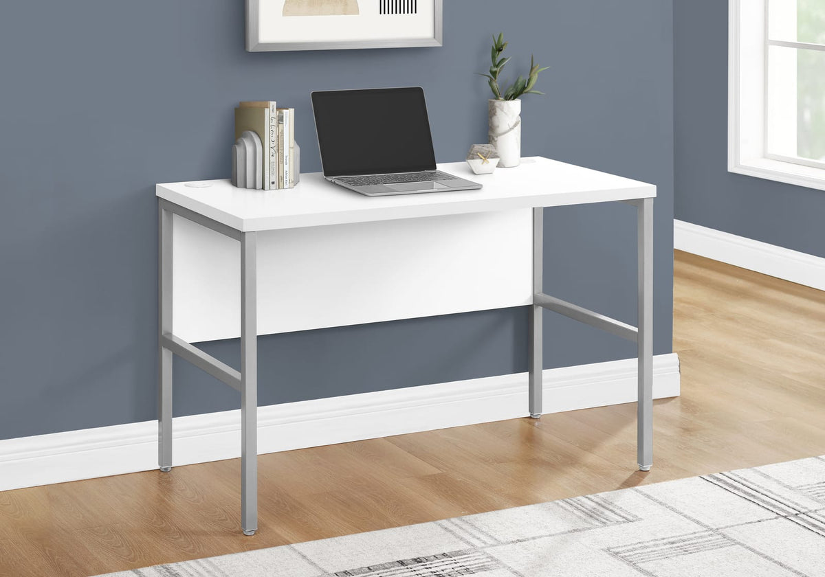 Computer Desk, 48"L White Laminate Workstation - Modern Home Office