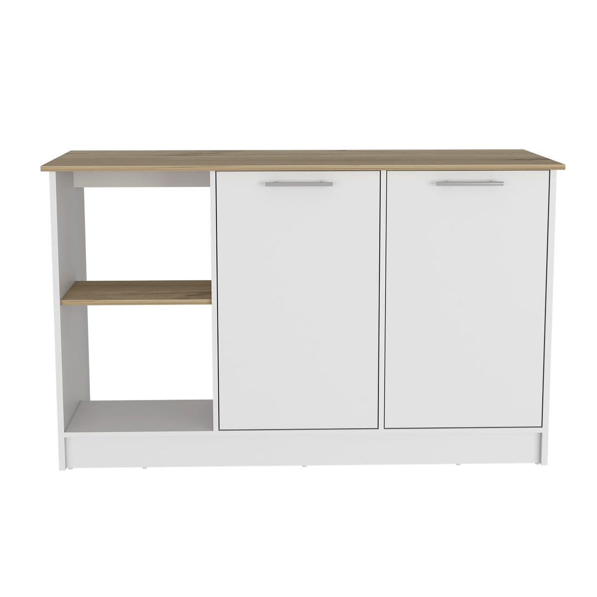 Light Oak Kitchen Island with Storage - 59" Countertop
