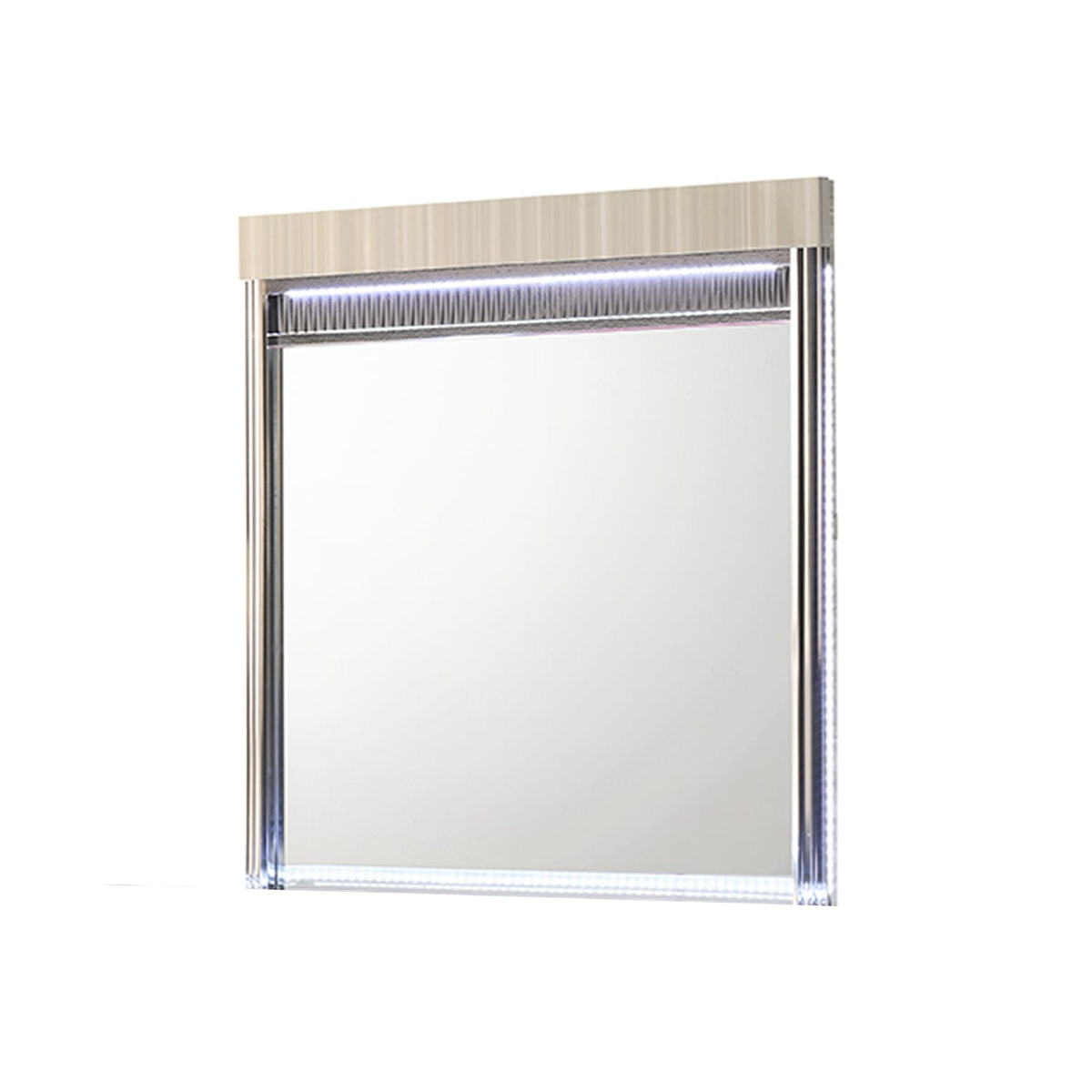 Gray LED Mirror with Rounded Corners - Modern Vanity Mirror
